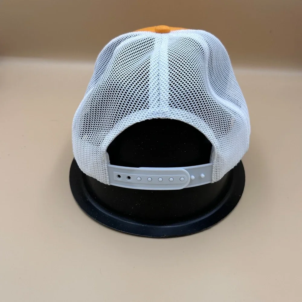 Orange White Mesh Trucker Hat Brown Patch Snapback Adjustable Baseball Cap
